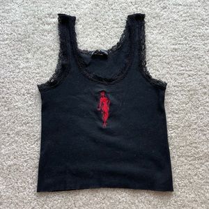 Brandy Melville black devil cropped tank (one size)